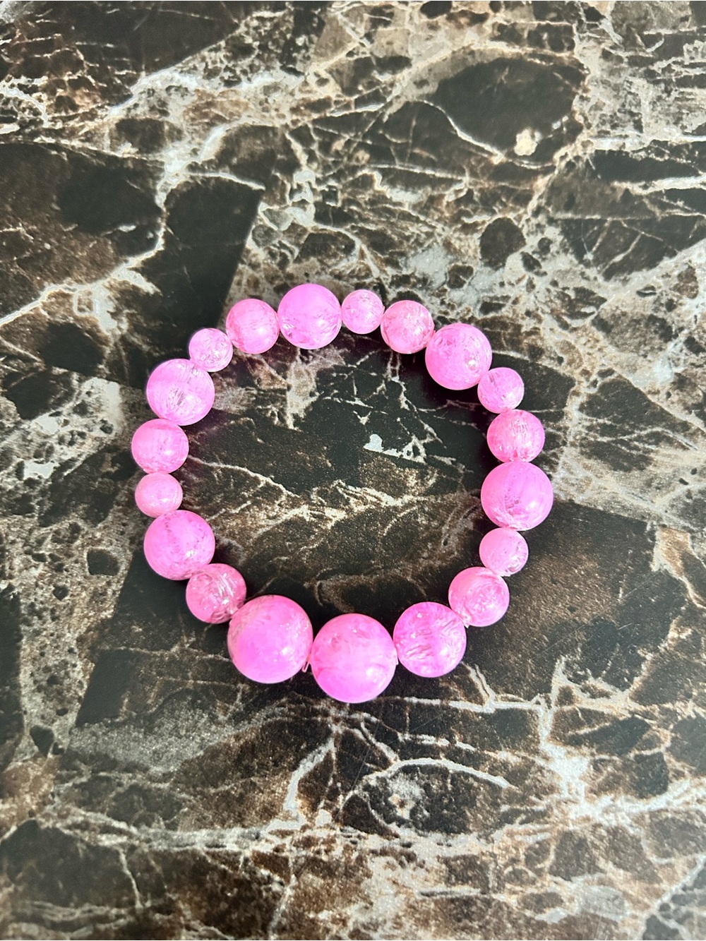 Handmade Pink Beaded Stretch Bracelet